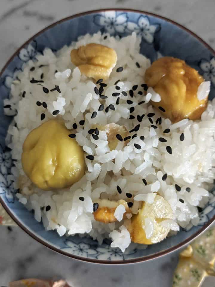 A bowl of Japanese chestnut rice.